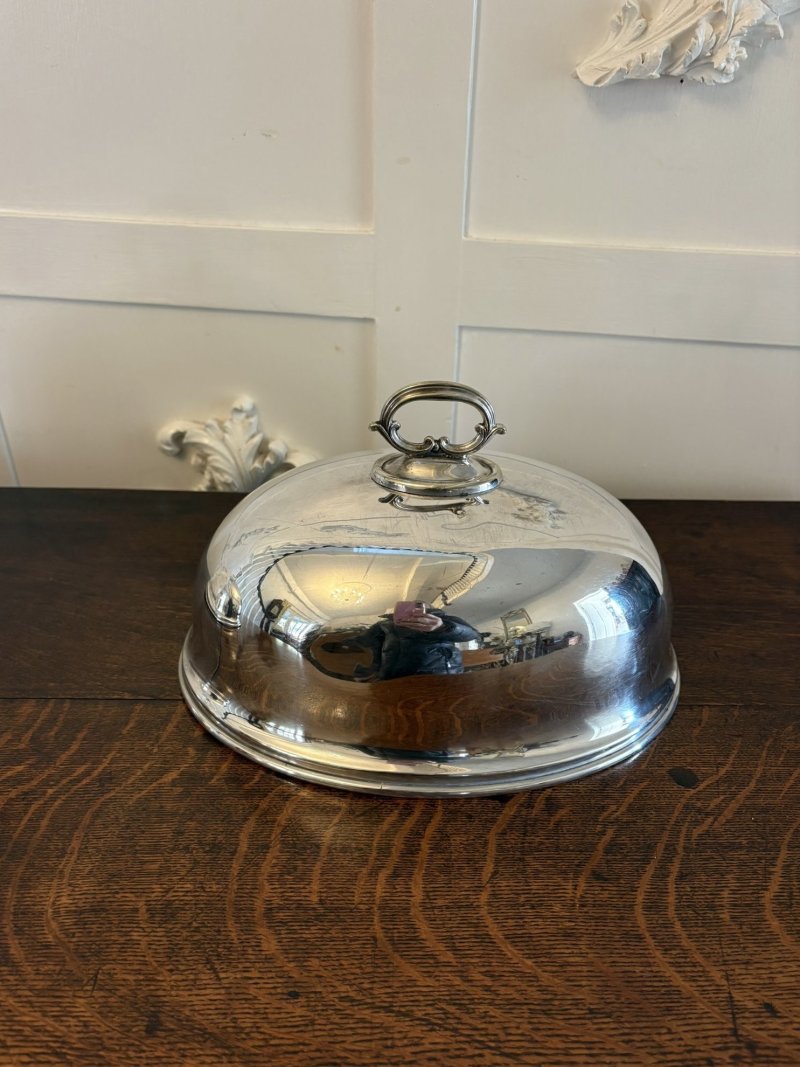 Antique Set of Three Quality Harrods Silver Plate Meat Domes